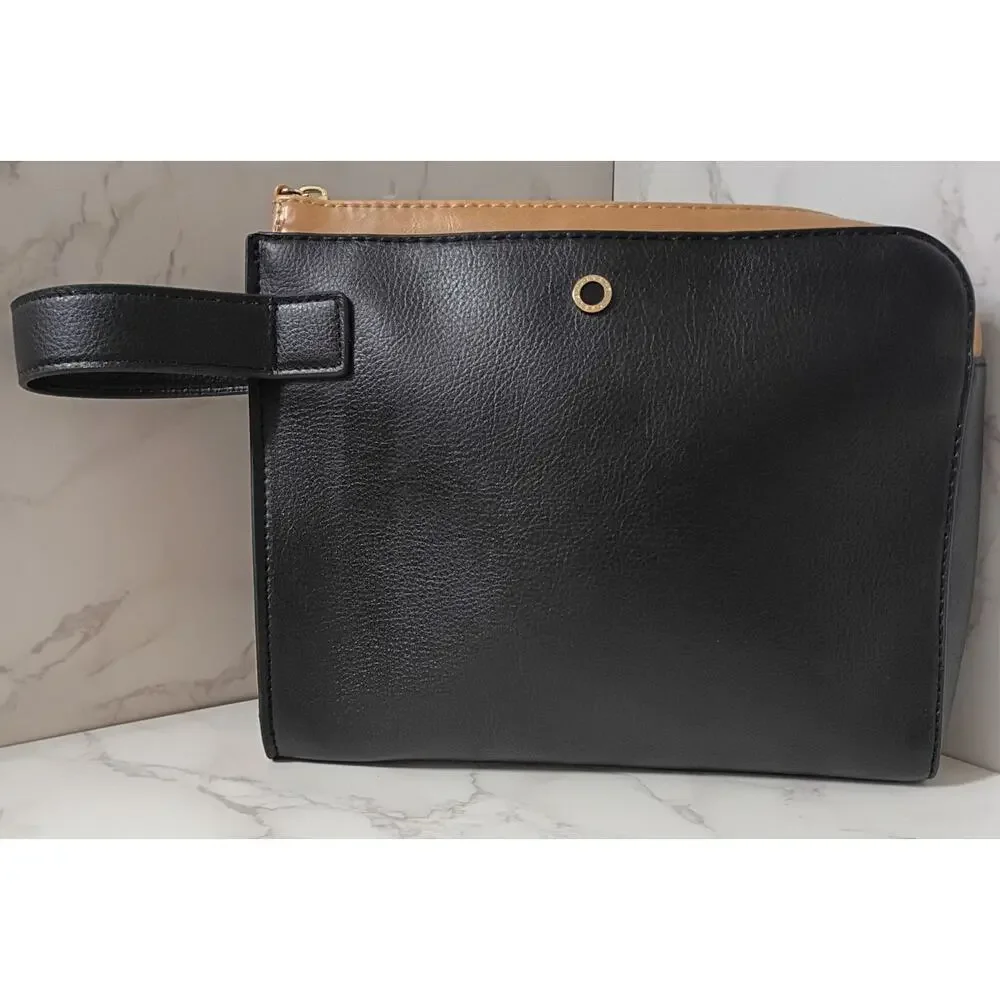 BVLGARI for Emirates Black Pebbled Leather Zipped Pochette - NWOT